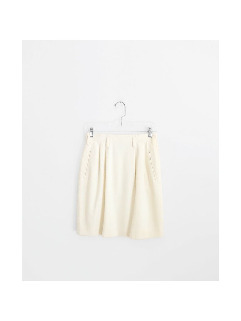 Vtg 80s Ralph Lauren Off-White Cream Wool Cashmere Pleated Front Skirt 4 Small
